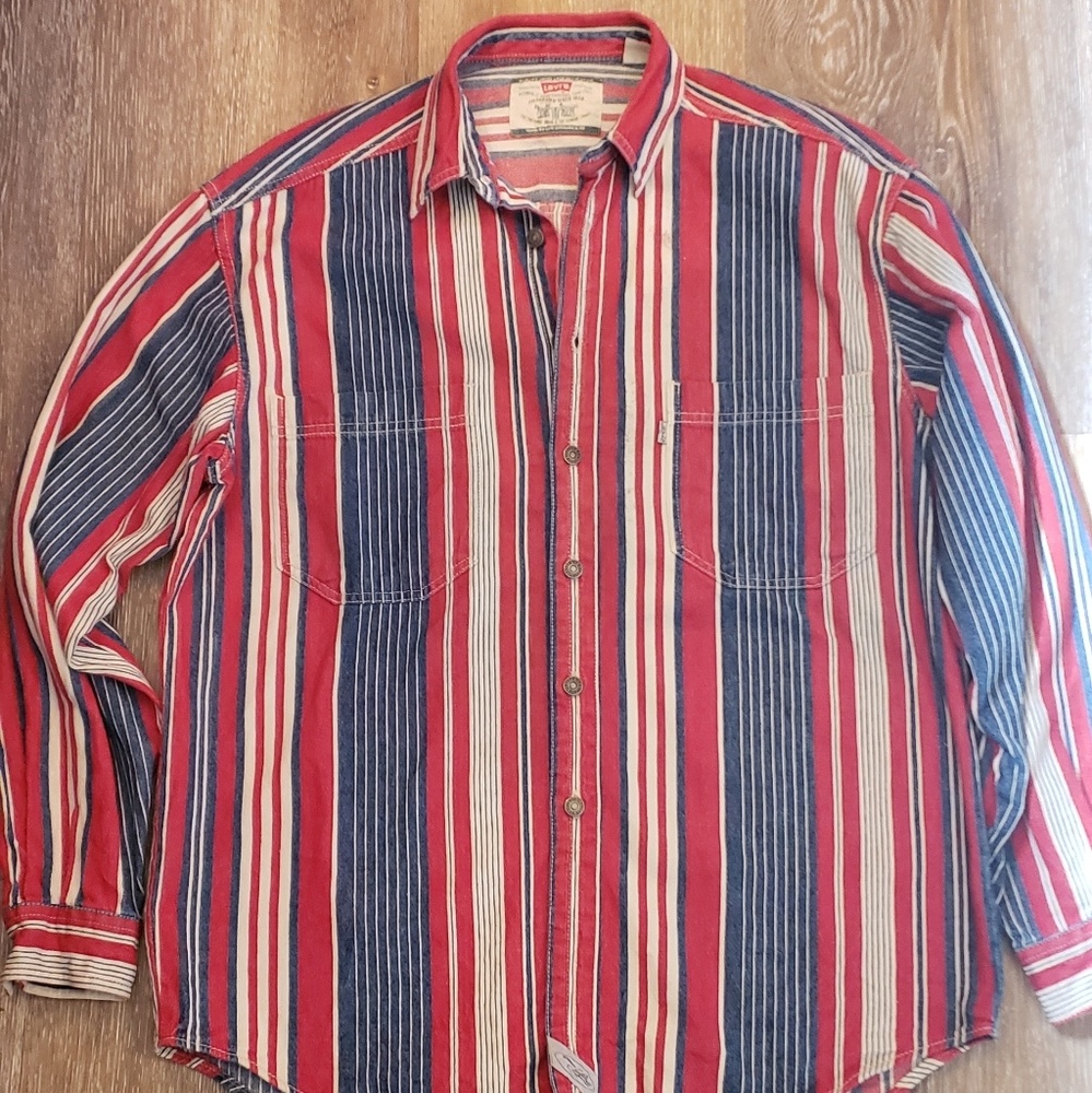 Vintage Button Down Levi's Red, White and Blue
